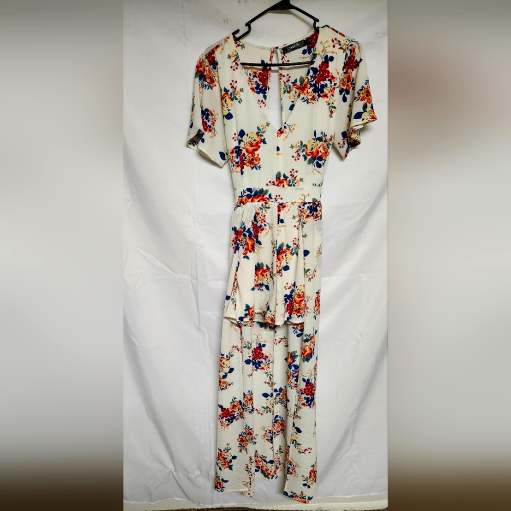 Floral Cream Jumpsuit By Crystal Sky. It Is A Size 11